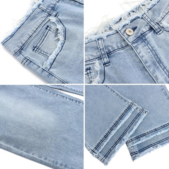 Light Blue Y2K High Waisted Baggy Jeans for Women - Casual Chic Denim Trousers - Picture 5 of 7